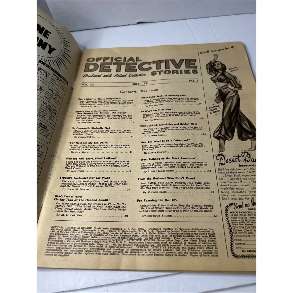 Official Detective Stories Magazine, July 1951, Vintage True Crime Stories